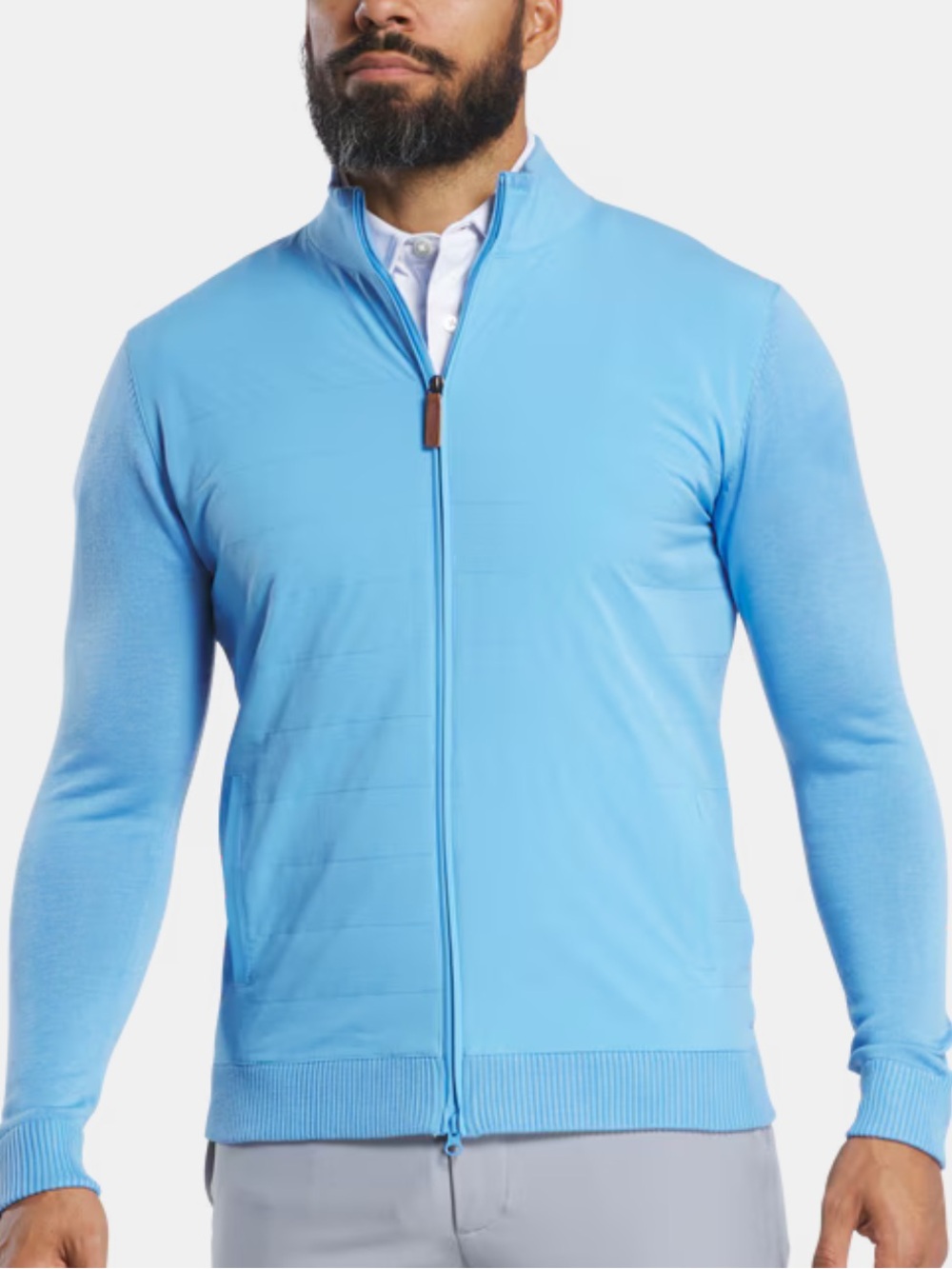 FootJoy Men S Riviera Blue Wool Blend Dri-Release Hybrid Full Zip Sweater NWT